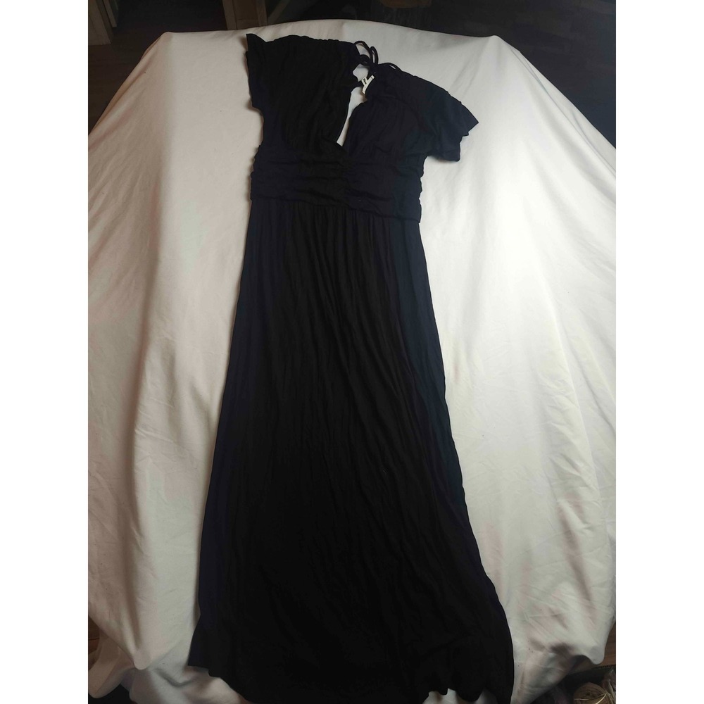 Earthbound Maxi Dress Large Black Boho Chic Festival Beach Quiet Luxury Gothic